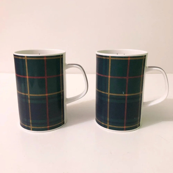 Lot of 2 Dunoon Scotland Mugs Coffee Cups Tartan Plaid - Picture 1 of 16